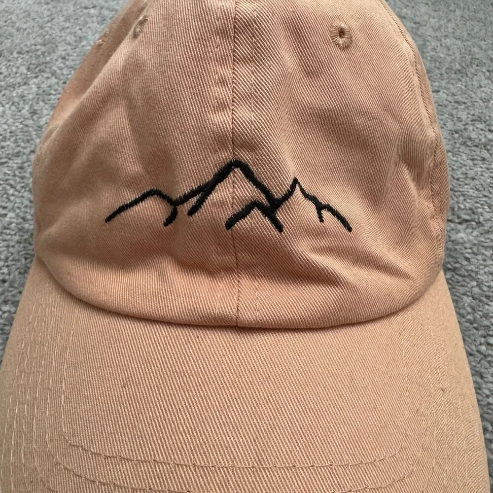 Elkod Mountain Range Embroidered Dad Hat Cap Peach One Size Fits All Outdoor
